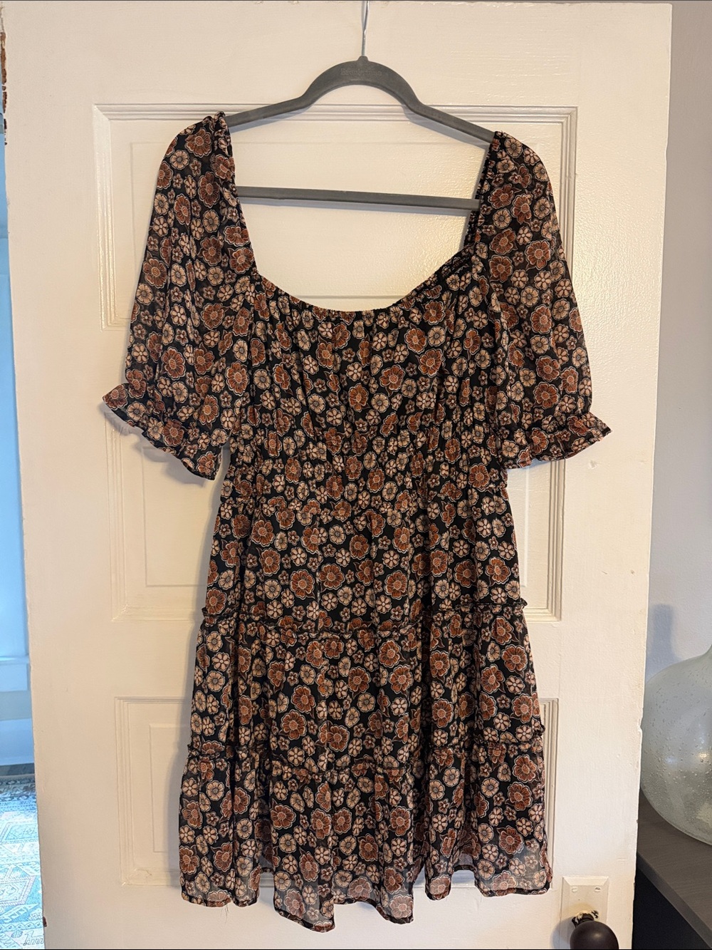 Trixxi Black Mini Dress with Brown Floral Print